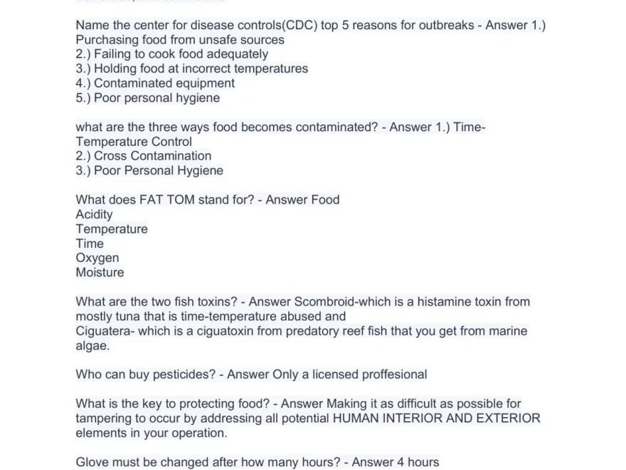 Servsafe Manager Study Guide With Complete Answers ServSafe Manager Stuvia US