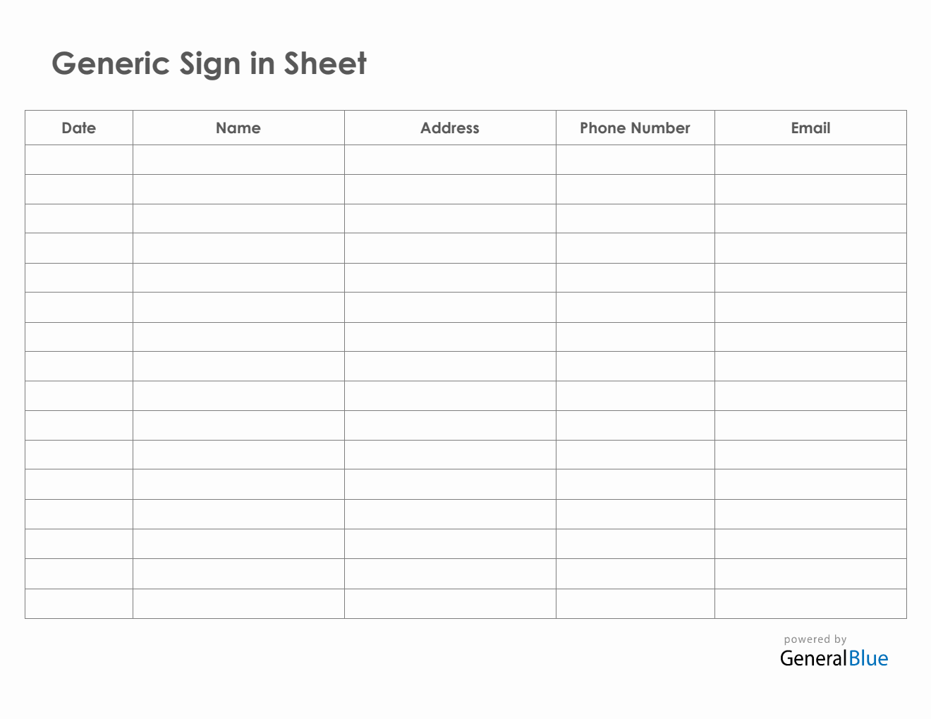 Printable Sign In Sheets Template