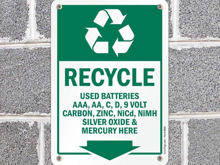 SmartSign Recycle Used Batteries Here Sign With Down Arrow 7 X 10 Plastic Amazon Industrial Scientific