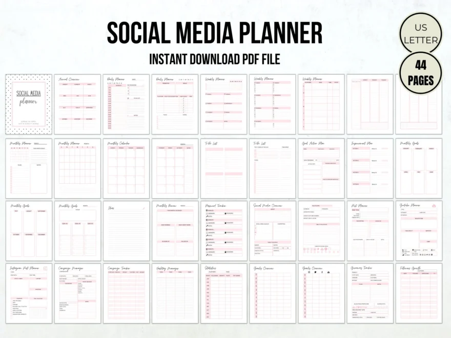 Social Media Planner Printable Content Tracker Followers Stats PDF Etsy