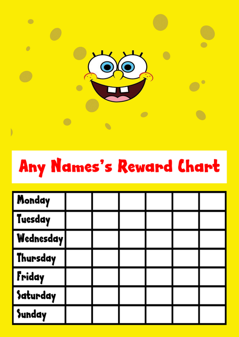 Spongebob Star Sticker Reward Chart The Card Zoo