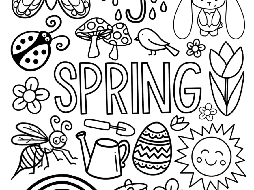 Spring Coloring Page Etsy