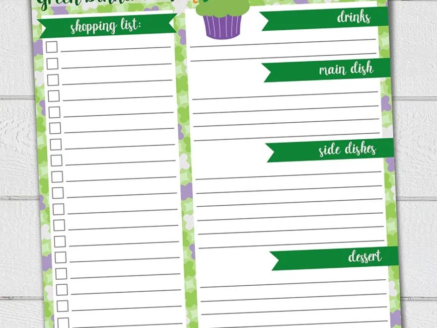 St Patrick s Day Dinner Planner Printable Dorky Doodles