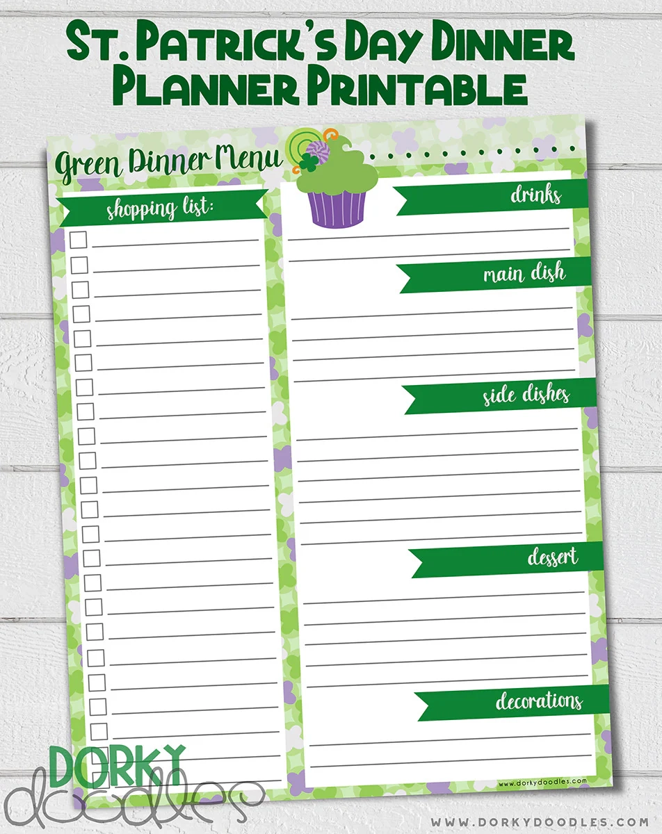 St Patrick s Day Dinner Planner Printable Dorky Doodles St Patrick s Day Dinner Planner Printable Dorky Doodles