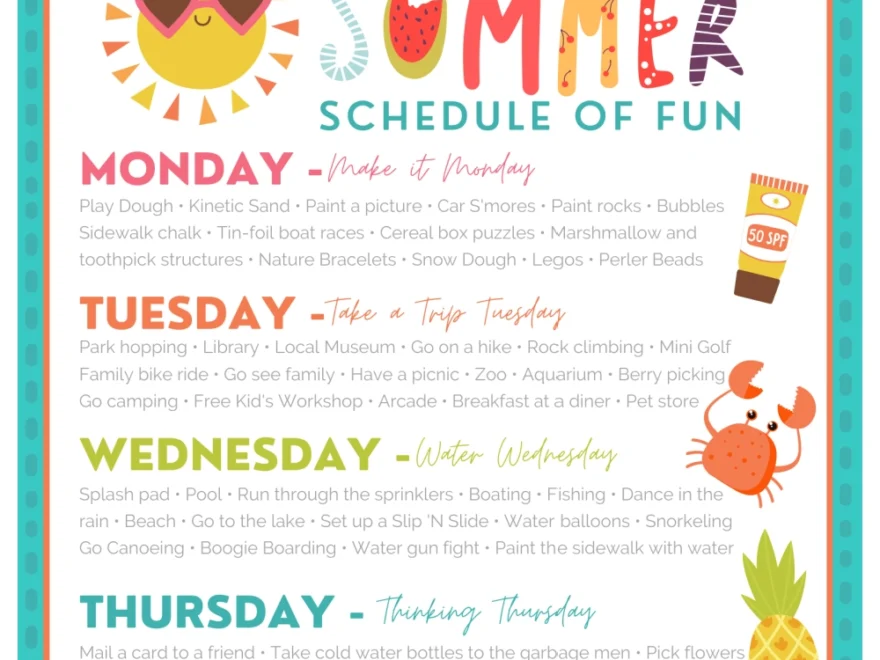 Summer Schedule FREE Printable Happy Home Fairy