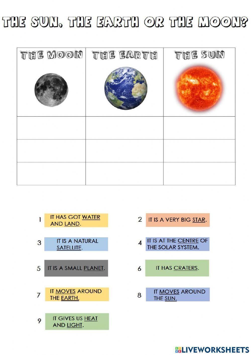 Printable Earth-Sun-Moon System Quiz