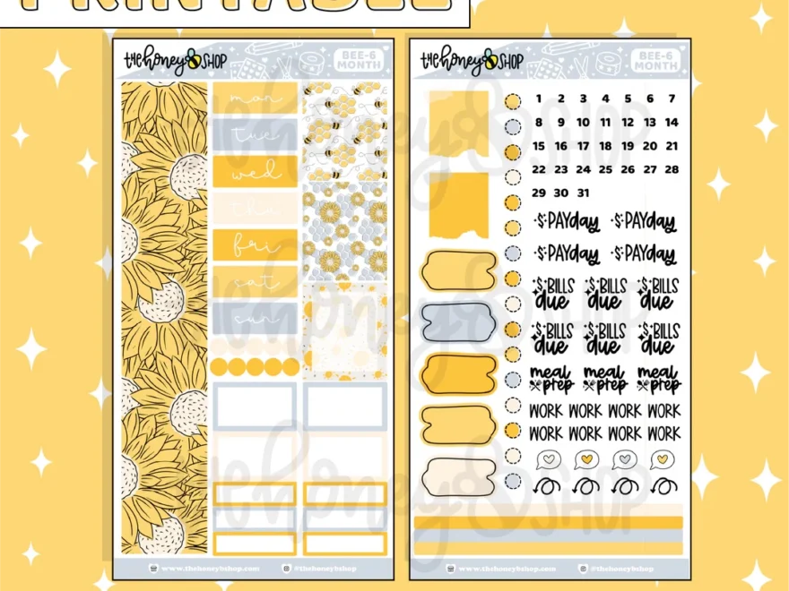 Sunshine Printable Monthly Kit BEE6 TRP Planner Printable Planner TheHoneyBShop
