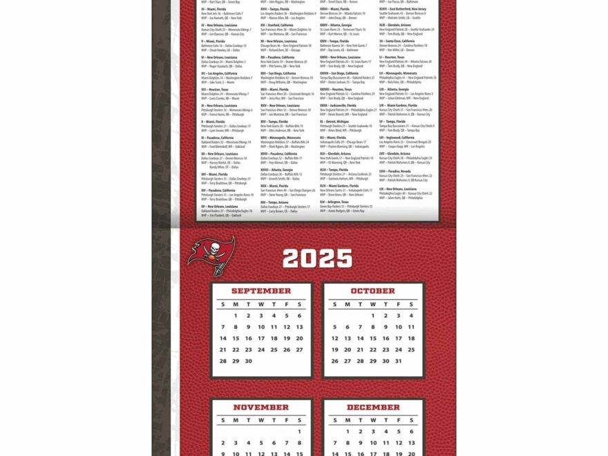 Tampa Bay Buccaneers NFL Calendar 2026