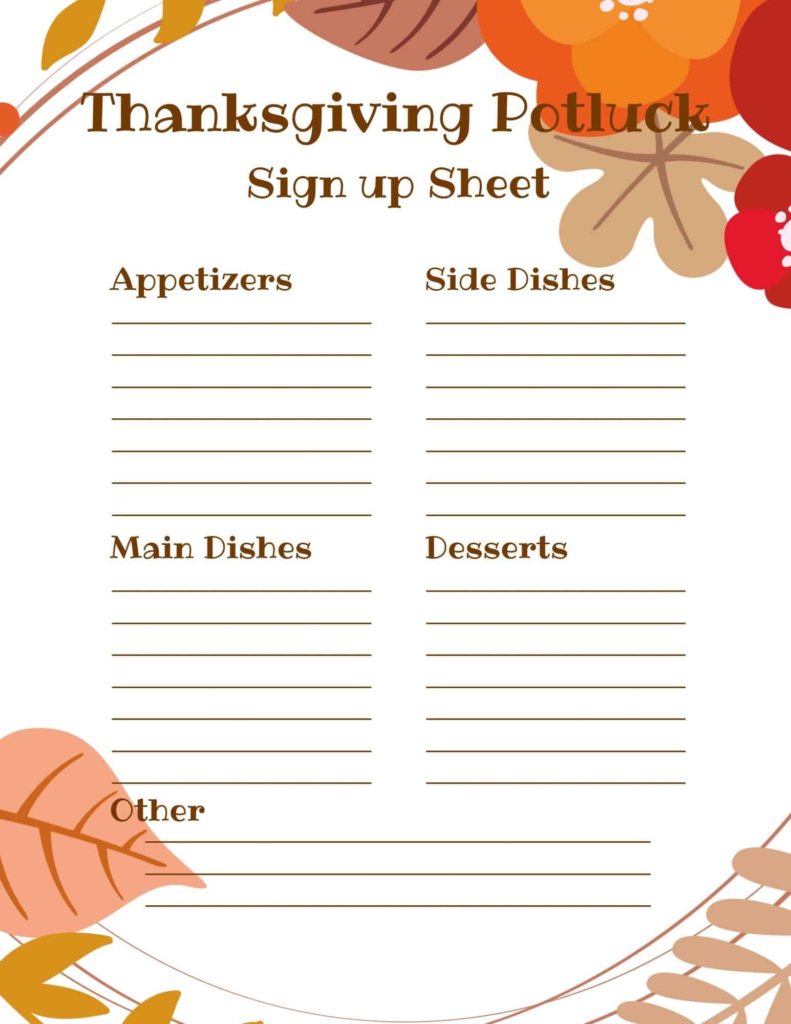 Printable Thanksgiving Potlick Clipart Sign Up