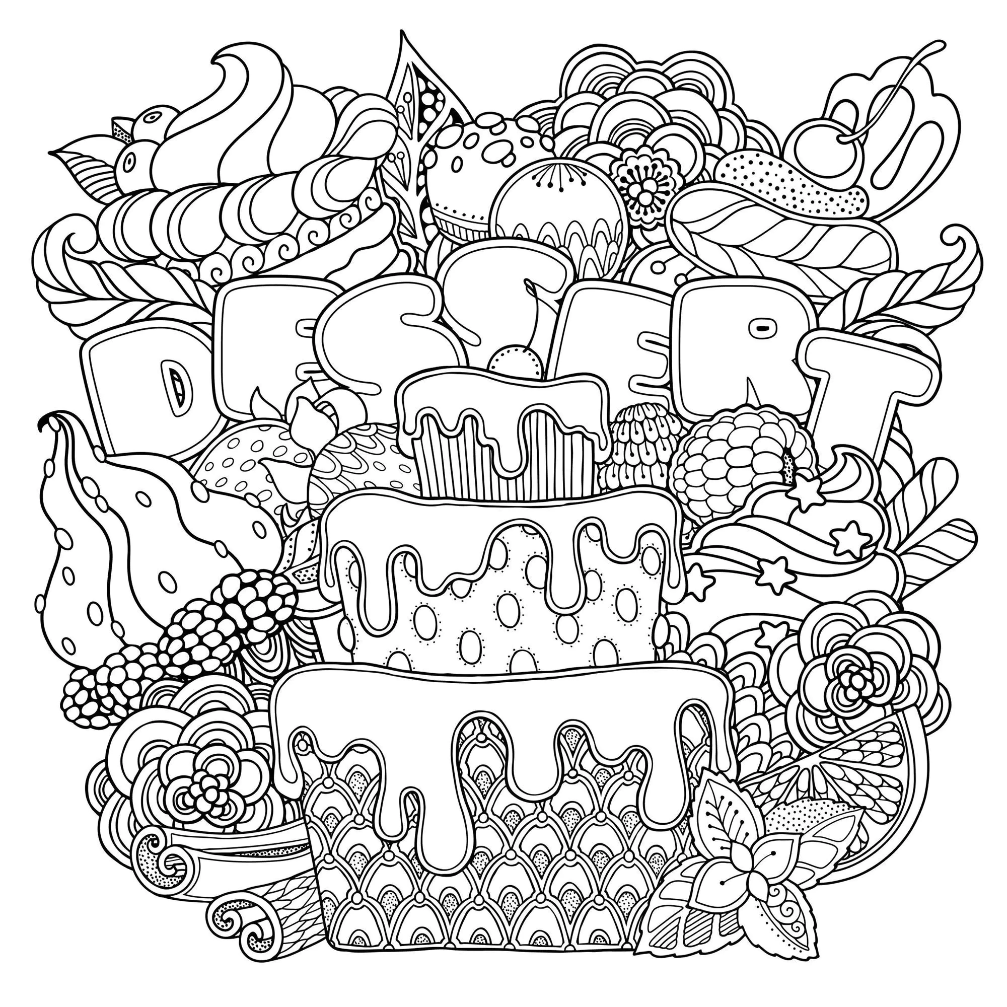 The Good Desserts Cupcake And Cake Coloring Pages For Kids