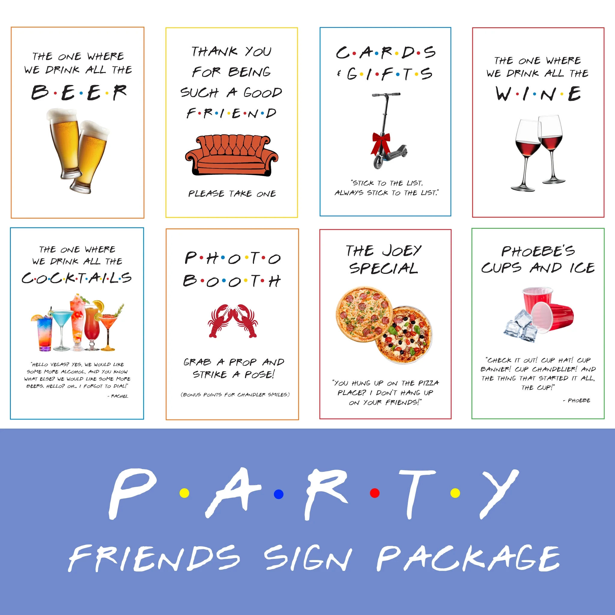 The Ultimate Friends Party Signs Printable Package Awdesignsprintables