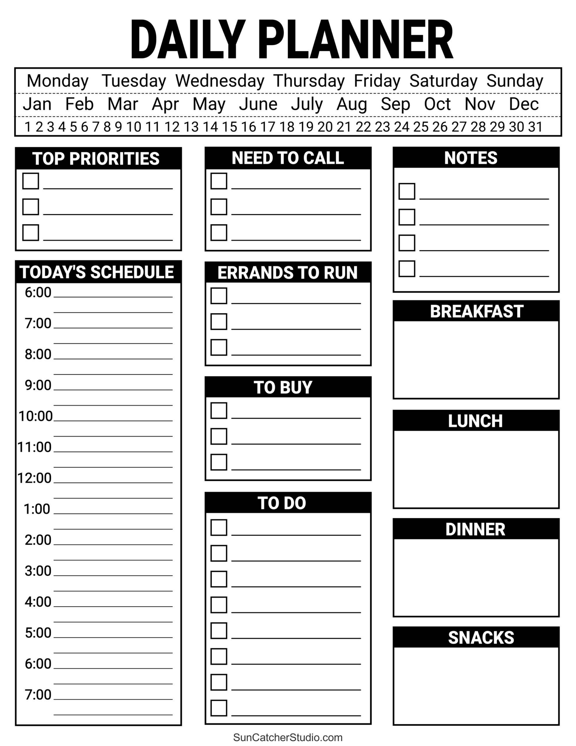 Daily Planner To Do List Printable Daily Planner To Do List Printable