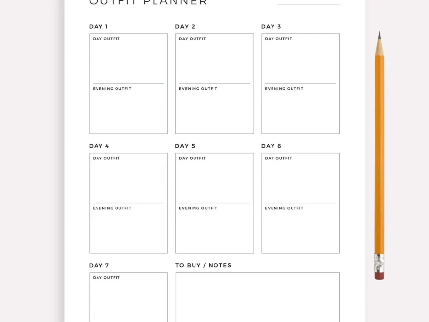 Travel Outfit Planner Printable Template Daily Outfit Planner For Business Trip Vacation Travel Packing List Suitcase Planning Etsy Sweden