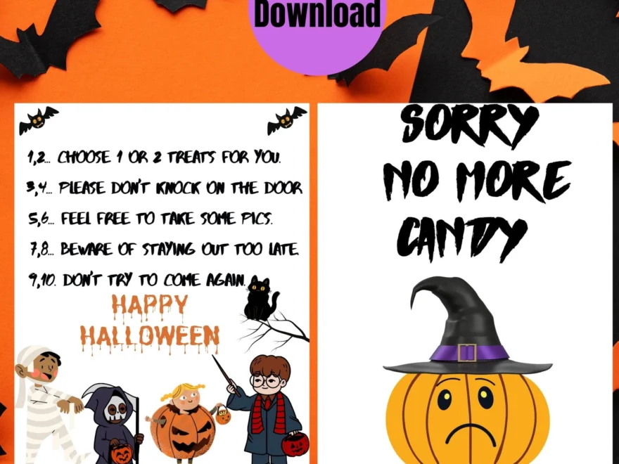 Trick Or Treat Printable Door Sign Halloween Sign For Trick Or Treaters Candy Bowl Sign halloween Candy Sign Halloween Decor Printable Etsy