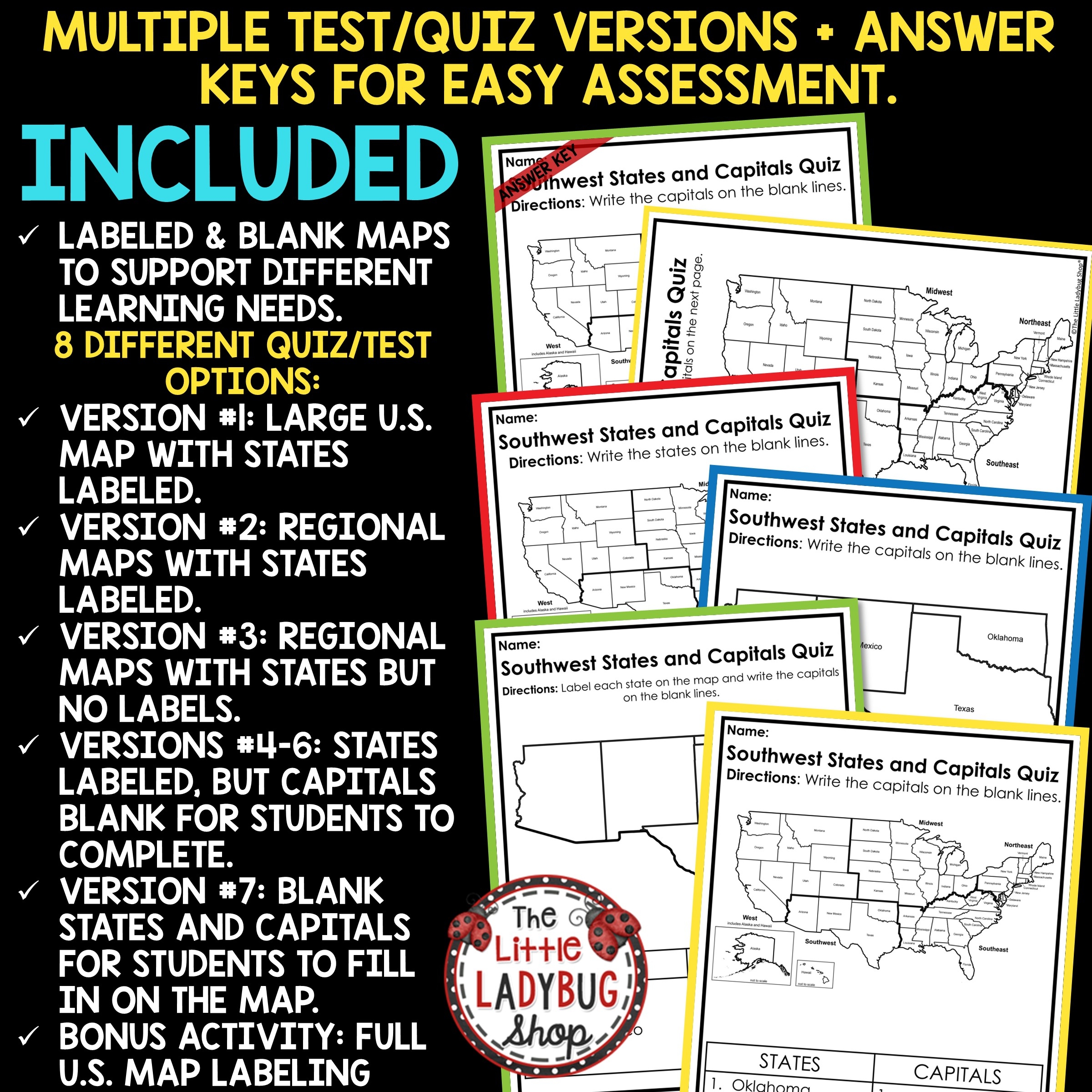 State Capitals Quiz Printable Multiple Choice