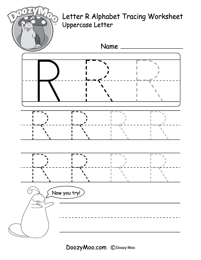Uppercase Letter R Tracing Worksheet Doozy Moo Uppercase Letter R Tracing Worksheet Doozy Moo