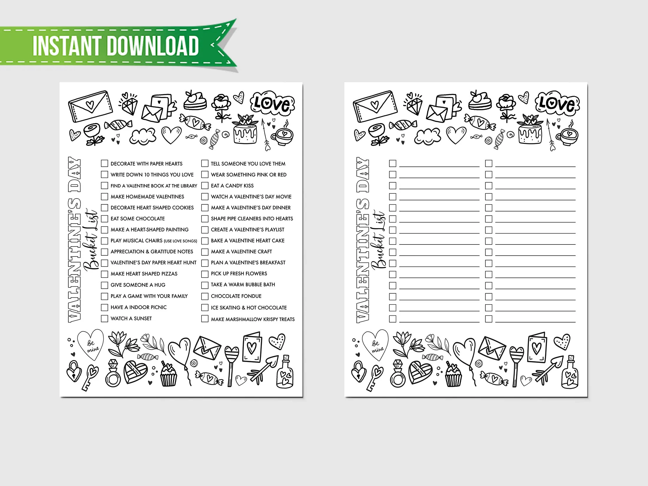 Printable Valentine Bucket List