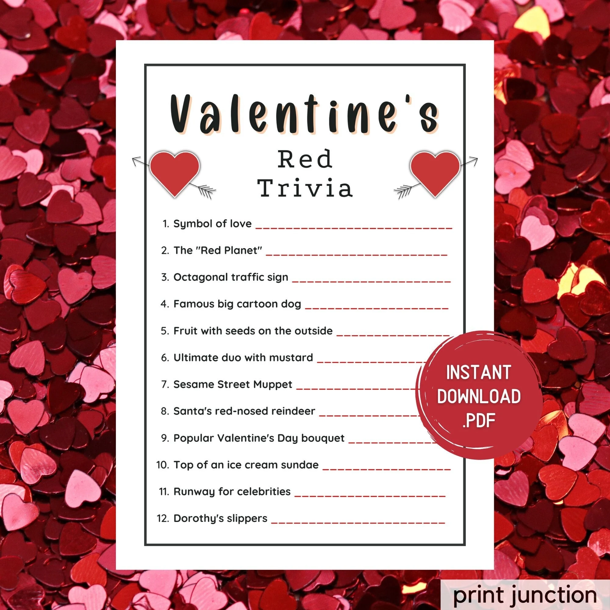 Valentines Trivia Game Printable Valentines Trivia Game Printable
