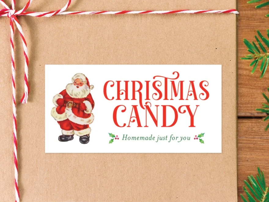 Vintage Santa Christmas Candy Gift Labels For Homemade Candy Gifts Chickabug