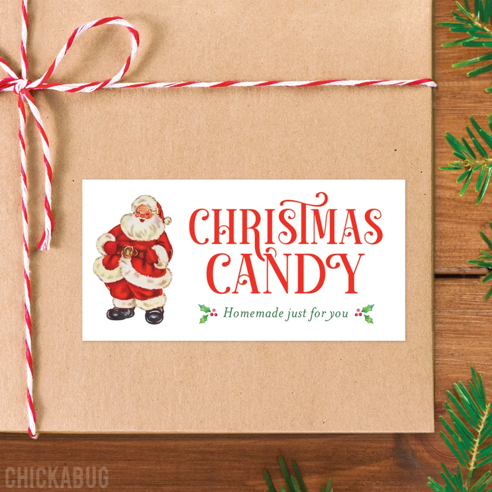 Vintage Santa Christmas Candy Gift Labels For Homemade Candy Gifts Chickabug