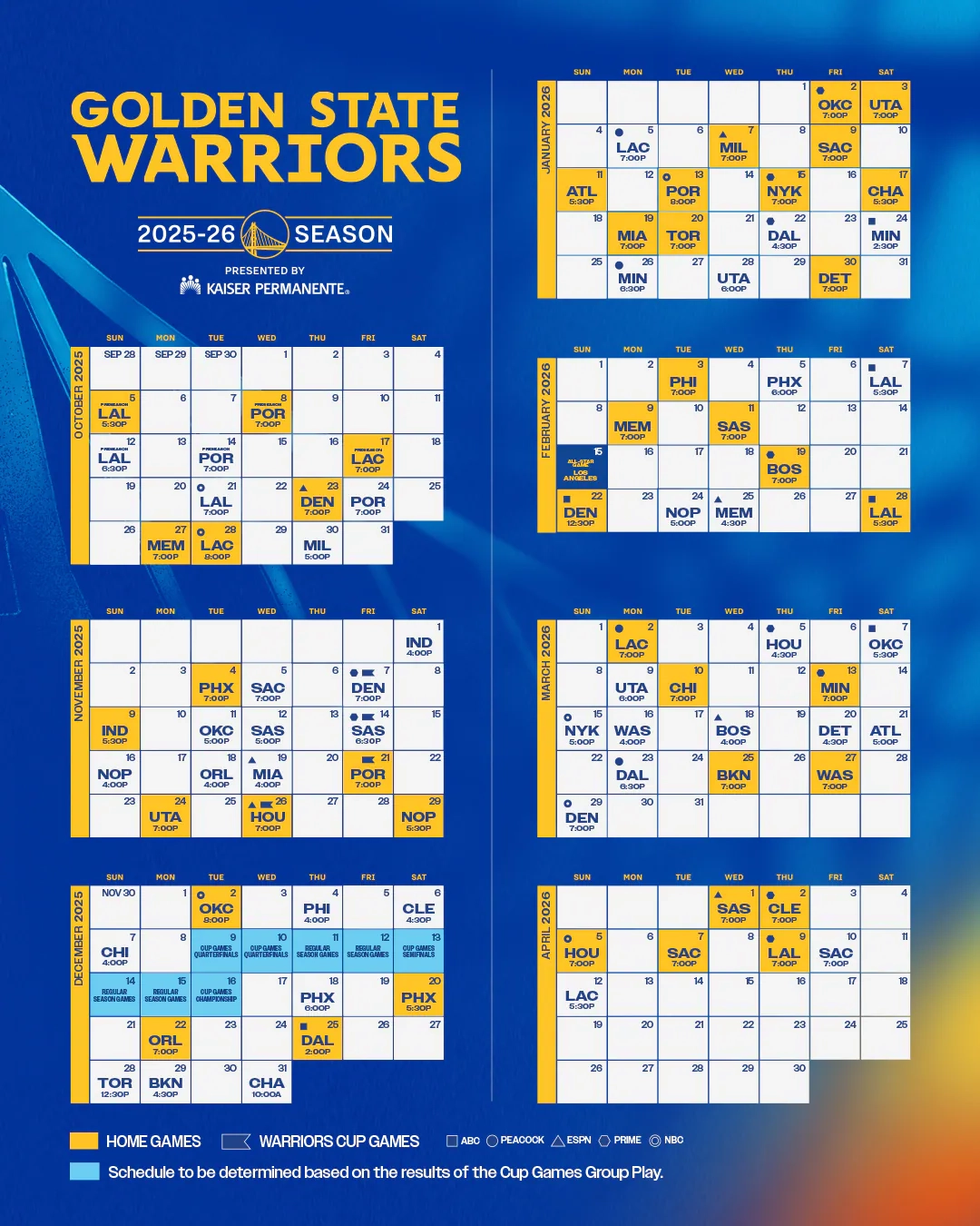 Warriors Announce 2025 2026 Regular Season Schedule
