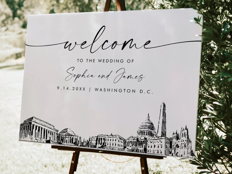 Washington DC Wedding Welcome Sign Cityscape Skyline Printable Instant Download Editable Template Templett 18x24 24x36 0047 353LS