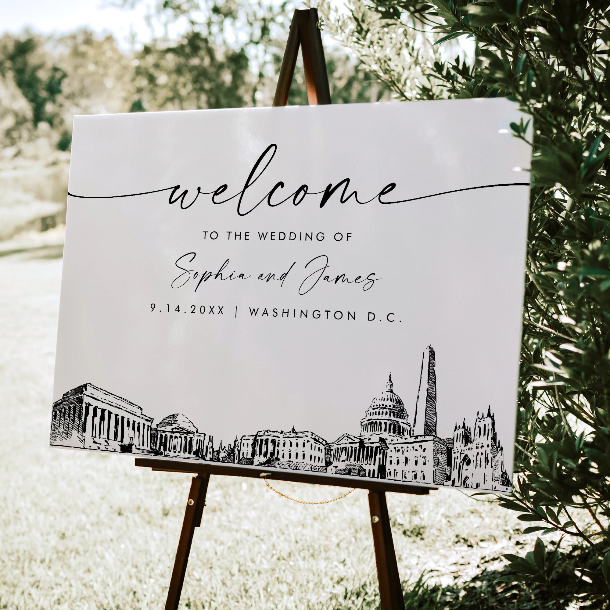 Washington DC Wedding Welcome Sign Cityscape Skyline Printable Instant Download Editable Template Templett 18x24 24x36 0047 353LS