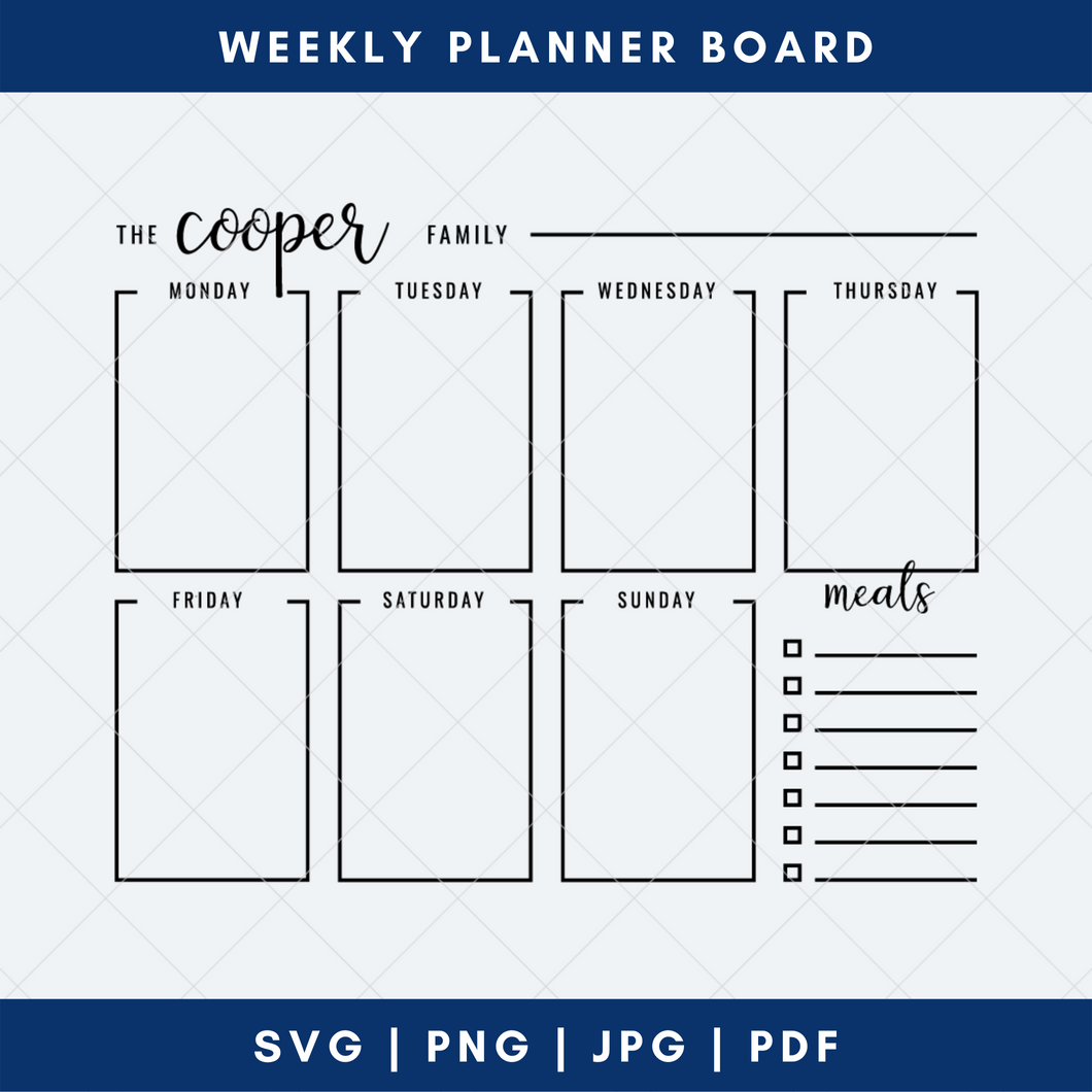 Weekly Planner Board Cut File amp Printable Worksheets Library Weekly Planner Board Cut File amp Printable Worksheets Library