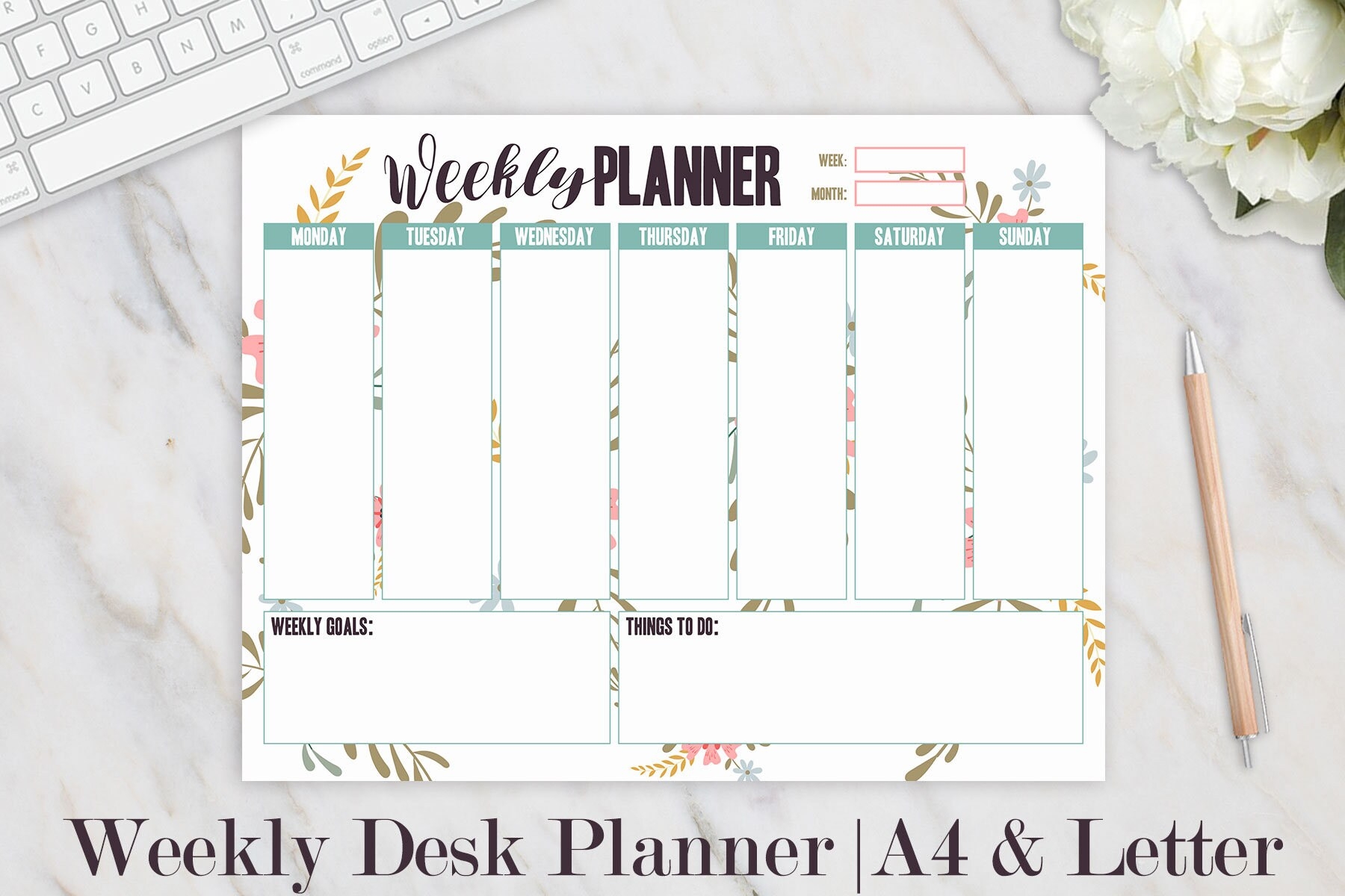 Printable Weekly Keyboard Planner
