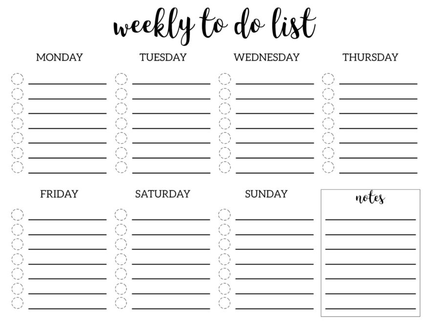 Weekly To Do List Printable Checklist Template Paper Trail Design