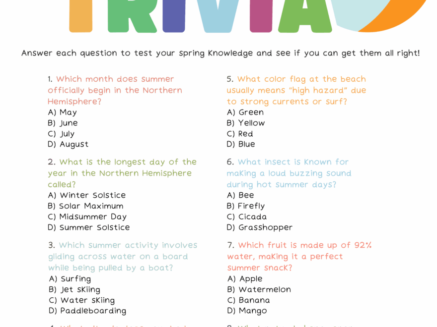What Do You Know About Summer Print Summer Trivia Questions To Find Out