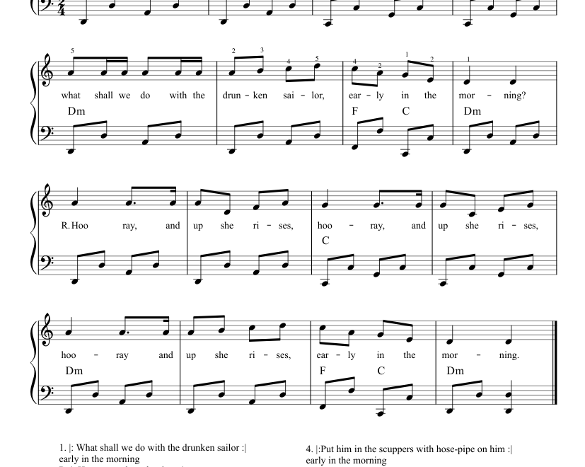 What Shall We Do With The Drunken Sailor Sheet Music For Accordion Solo MuseScore