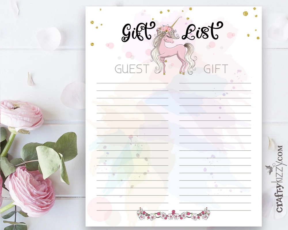 Printable Baby Girl Gift List