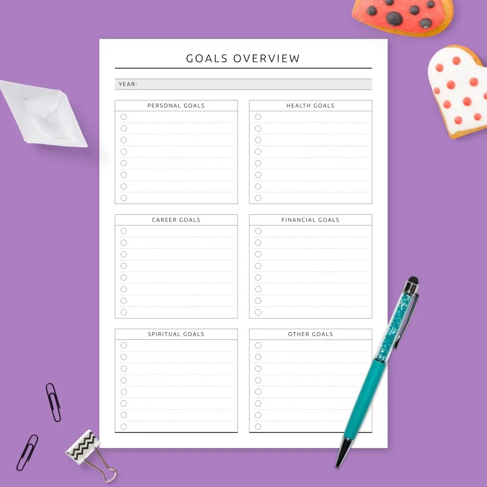 Yearly Goals Planner Printable Yearly Goals Planner Printable