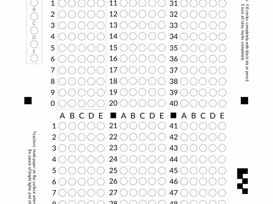 ZipGrade Answer Sheet Forms